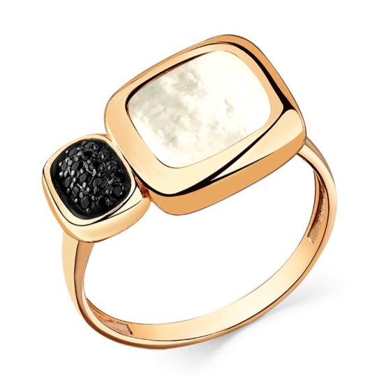 Кольцо из золота с перламутром и фианитами