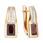 Серьги из золота с гранатами и фианитами