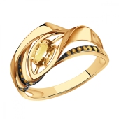 Кольцо из золота с цитрином и фианитами