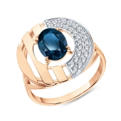 Кольцо из золота с топазом London и фианитами