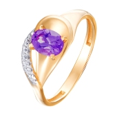 Кольцо из золота с аметистом и фианитами