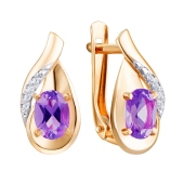 Серьги из золота с аметистами и фианитами
