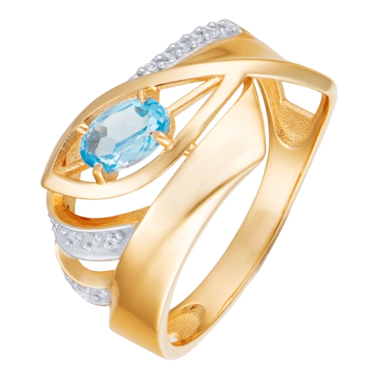 Кольцо из золота с топазом Swiss и фианитами