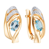 Серьги из золота с топазами Swiss и фианитами