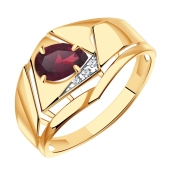 Кольцо из золота с рубином и фианитами