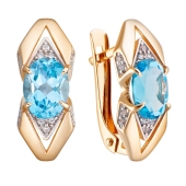 Серьги из золота с топазами Swiss и фианитами