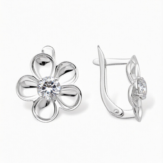 Серьги из серебра с фианитами