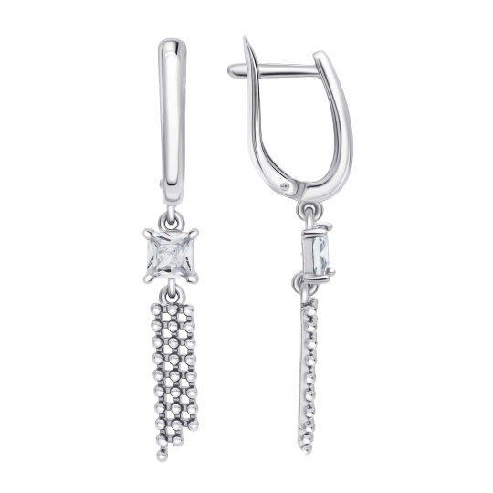Серьги из серебра с финитами