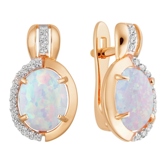 Серьги из золота с опалами и фианитами