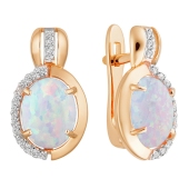 Серьги из золота с опалами и фианитами