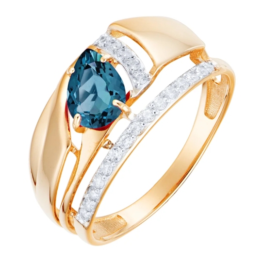 Кольцо из золота с топазом London и фианитами