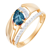 Кольцо из золота с топазом London и фианитами