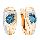 Серьги из золота с топазами London и фианитами