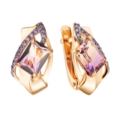 Серьги из золота с аметистами и фианитами