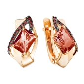 Серьги из золота с гранатами и фианитами