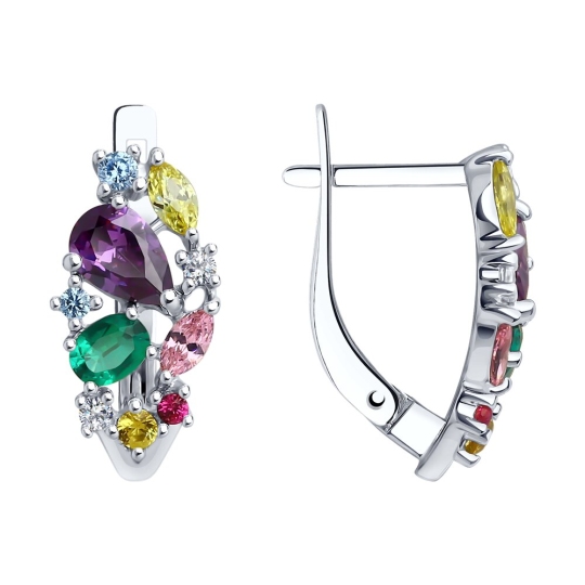 Серьги из серебра с миксом камней