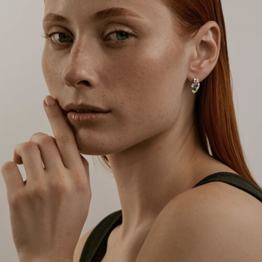 Серьги из серебра с миксом камней