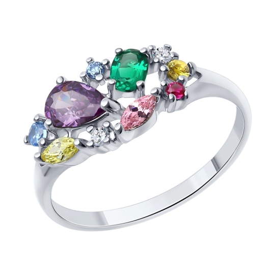 Кольцо из серебра с миксом камней