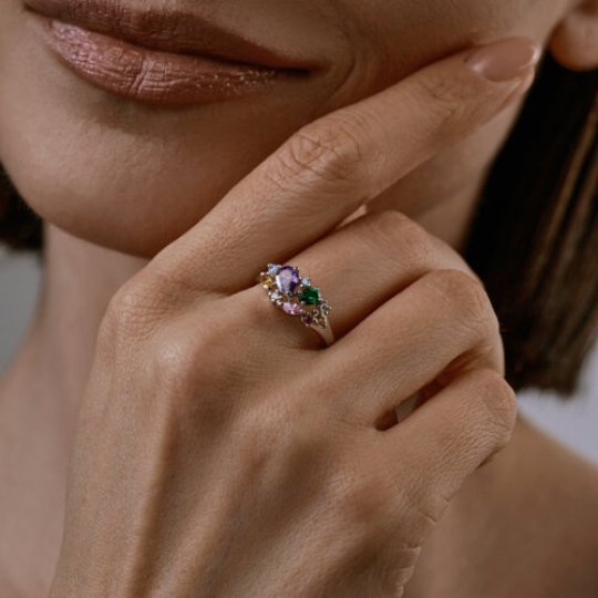 Кольцо из серебра с миксом камней