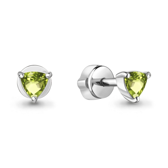 Серьги из серебра с хризолитами