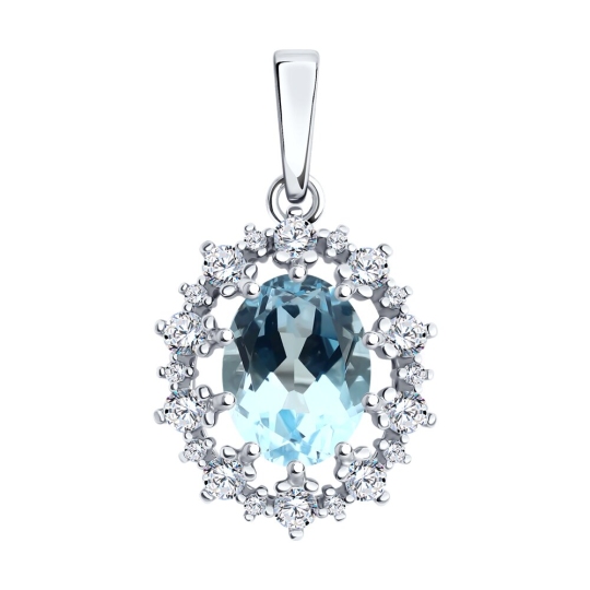 Подвеска из серебра с топазом и фианитами