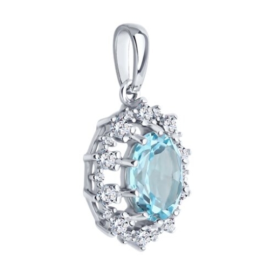 Подвеска из серебра с топазом и фианитами