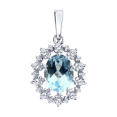 Подвеска из серебра с топазом и фианитами