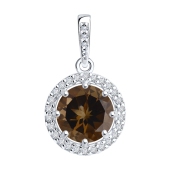 Подвеска из серебра с раухтопазом и фианитами