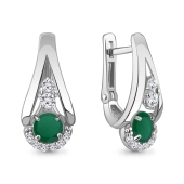 Серьги из серебра с агатами и фианитами