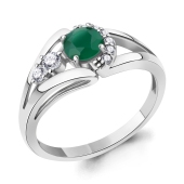 Кольцо из серебра с агатом и фианитами