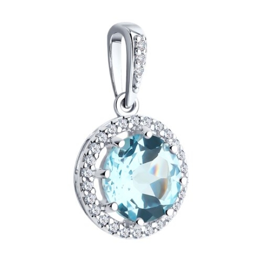 Подвеска из серебра с топазом и фианитами