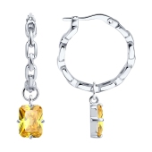 Серьги-трансформеры из серебра с фианитами