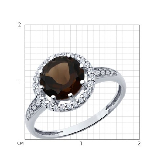 Кольцо из серебра с раухтопазом и фианитами