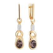 Серьги из золота с раухтопазами и фианитами