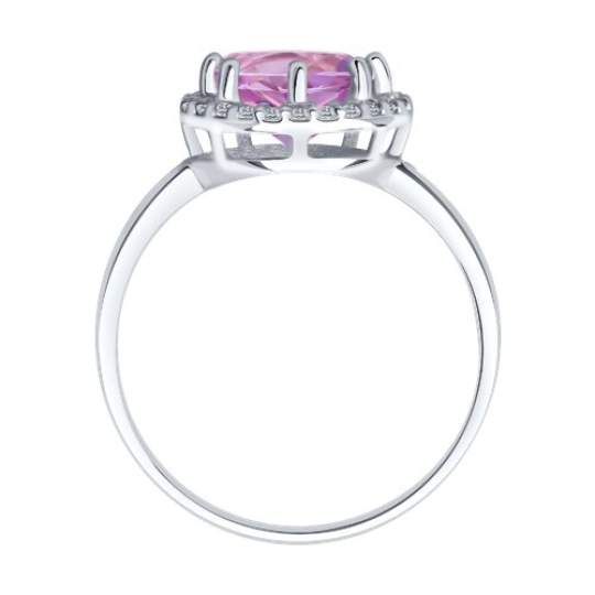 Кольцо из серебра с аметистом и фианитами