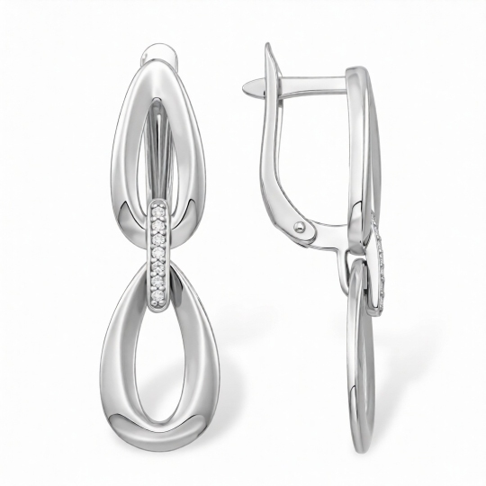 Серьги из серебра с фианитами