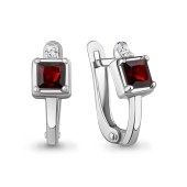 Серьги из серебра с гранатами и фианитами