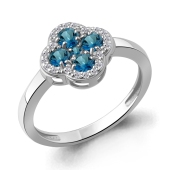 Кольцо из серебра с топазами London и фианитами
