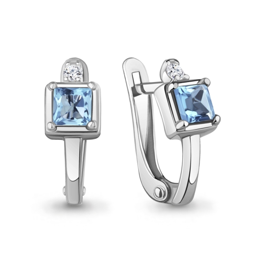 Серьги из серебра с топазами и фианитами