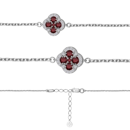 Браслет из серебра с гранатами и фианитами