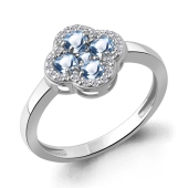 Кольцо из серебра с топазами Swiss и фианитами