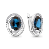 Серьги из серебра с ювелирными кристаллами и фианитами