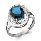 Кольцо из серебра с ювелирным кристаллом и фианитами