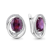 Серьги из серебра с ювелирными кристаллами и фианитами