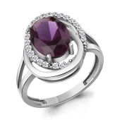 Кольцо из серебра с ювелирным кристаллом и фианитами