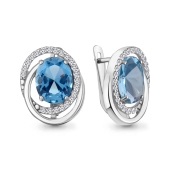 Серьги из серебра с ювелирными кристаллами и фианитами