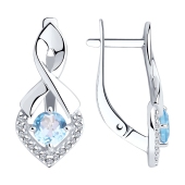 Серьги из серебра с топазами и фианитами