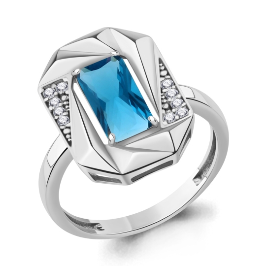 Кольцо из серебра с ювелирным кристаллом и фианитами