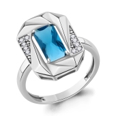 Кольцо из серебра с ювелирным кристаллом и фианитами