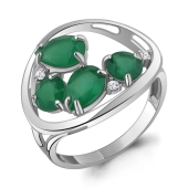 Кольцо из серебра с агатами и фианитами